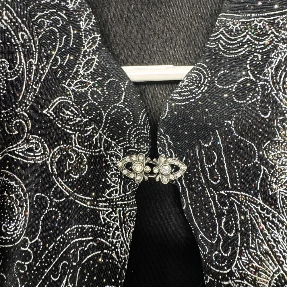 Social Circles 2 Piece Dress Set Size 14 Dress With Jacket Stretchy Black/Silver